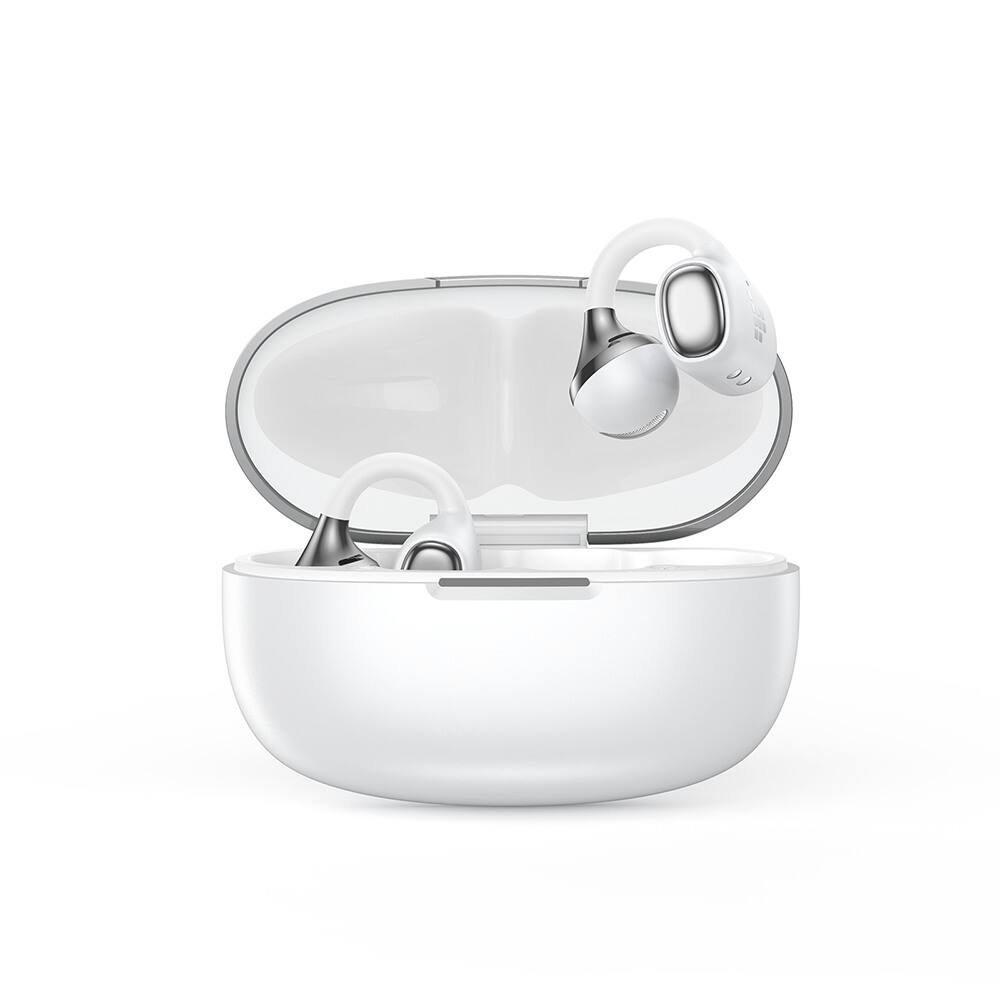 Angle. Tronsmart - OpenFly 2 Open Ear Clip-On Earbuds-32H Playtime, Hi-Res Light Comfort Fit for Sports/Workouts, Low Latency, Dual Pairing - White.