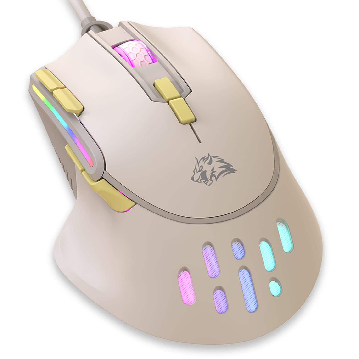 HM 1810 - M2 Gaming Mouse With Types Rgb Backlit High Precision Adjustable 12800dpi Pc Macro Programming Conform Righ - Wired - cheese