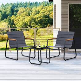 Mondawe - Compact Freestanding Patio Bistro Set with 2 Chairs and Tempered Glass Table 3-Piece - Black+Gray
