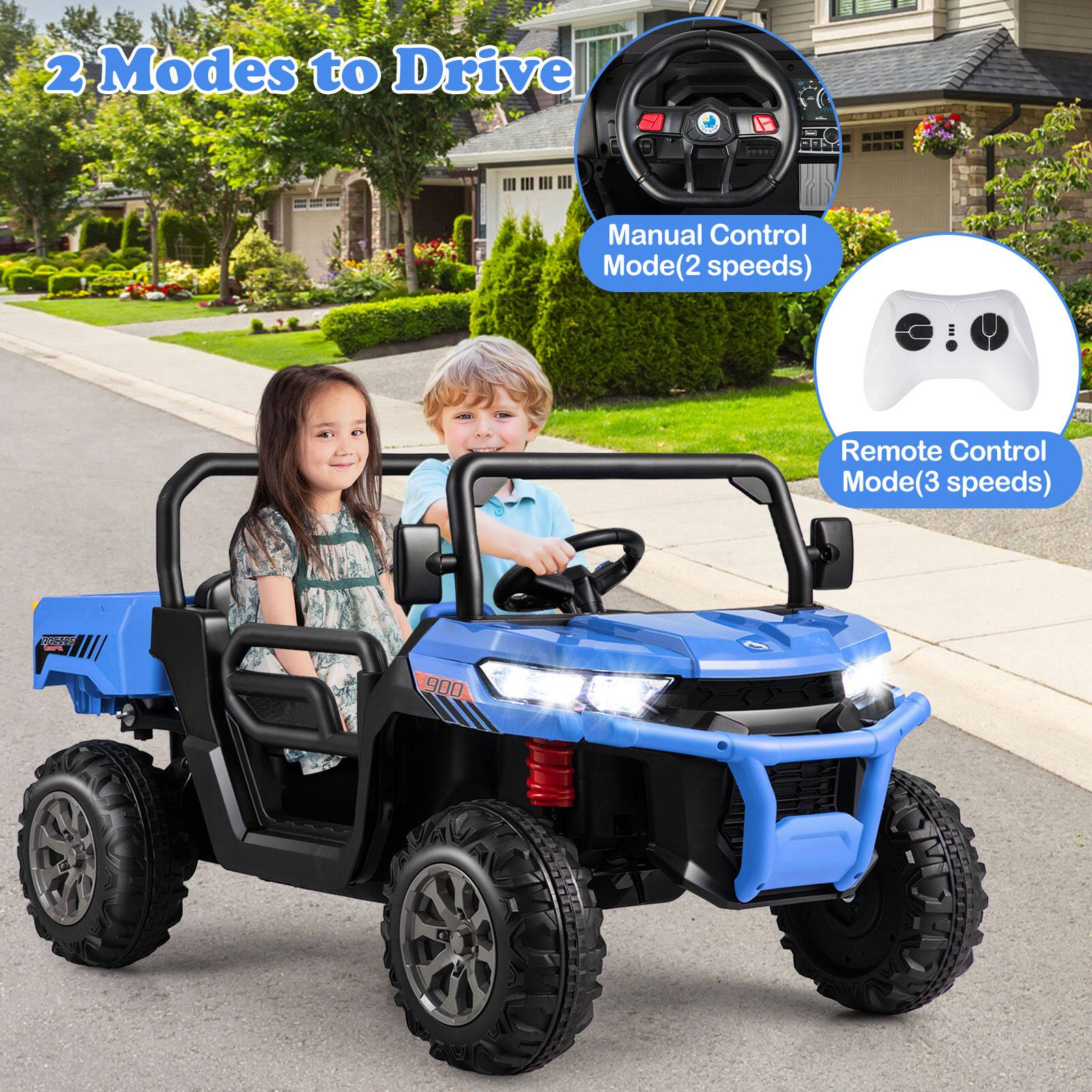 2 Modes to Drive

Manual Control Mode (2 speeds)

Remote Control Mode (3 speeds)