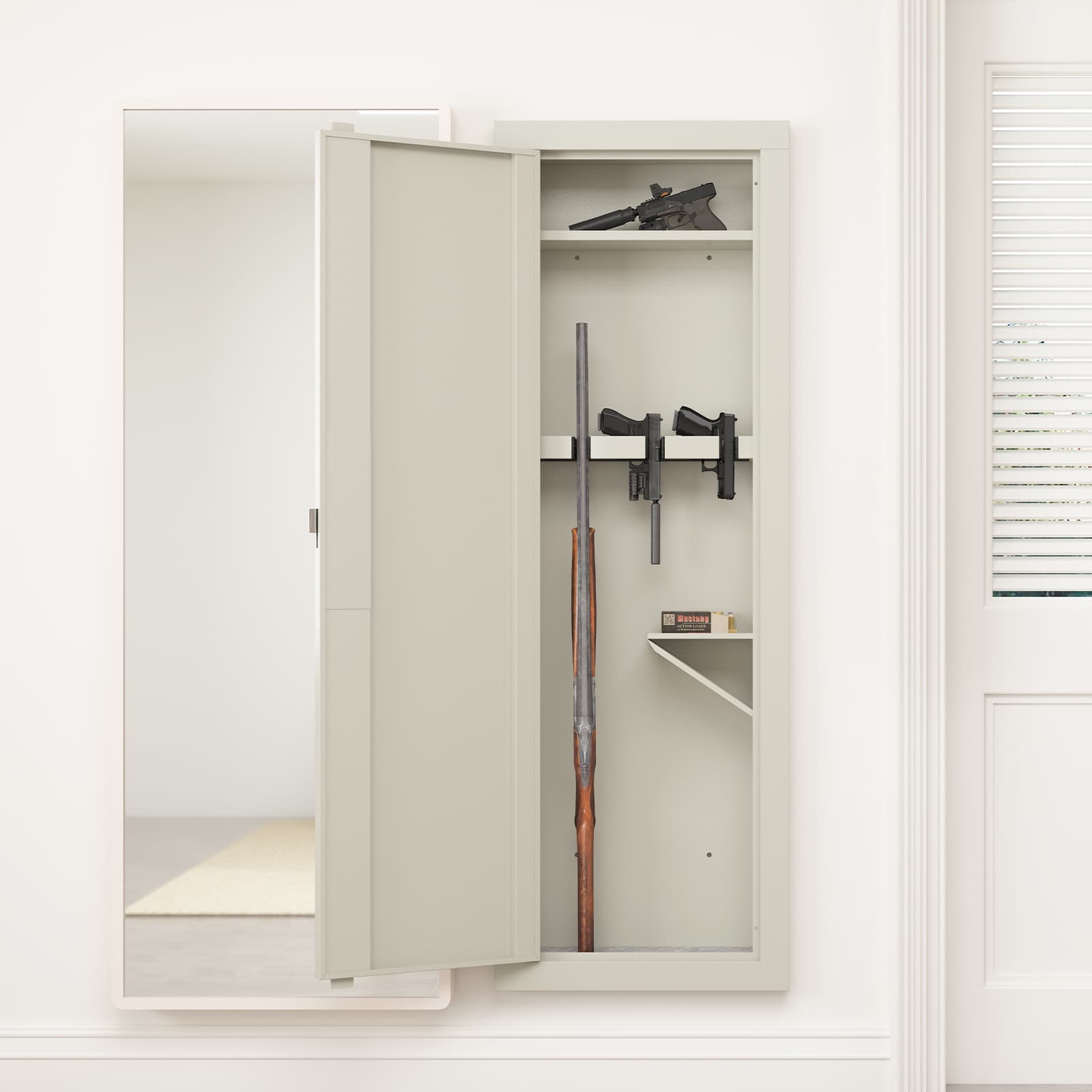 Front. Lycvki - In-Wall Gun Safe with Digital Keypad and Removable Shelves for Home Use.