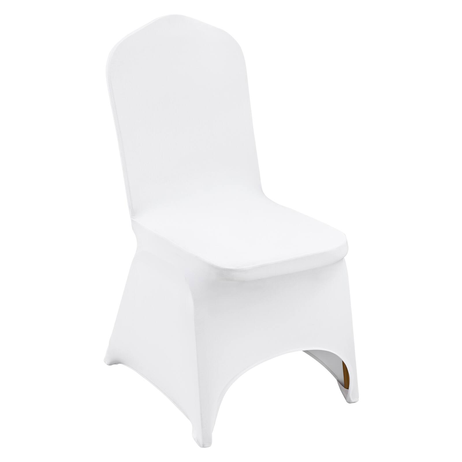 Front. VEVOR - Stretch Spandex Folding Chair Covers,Universal Fitted Arched Front Cover,Removable Washable Protective Slipcovers,100PCS - White.