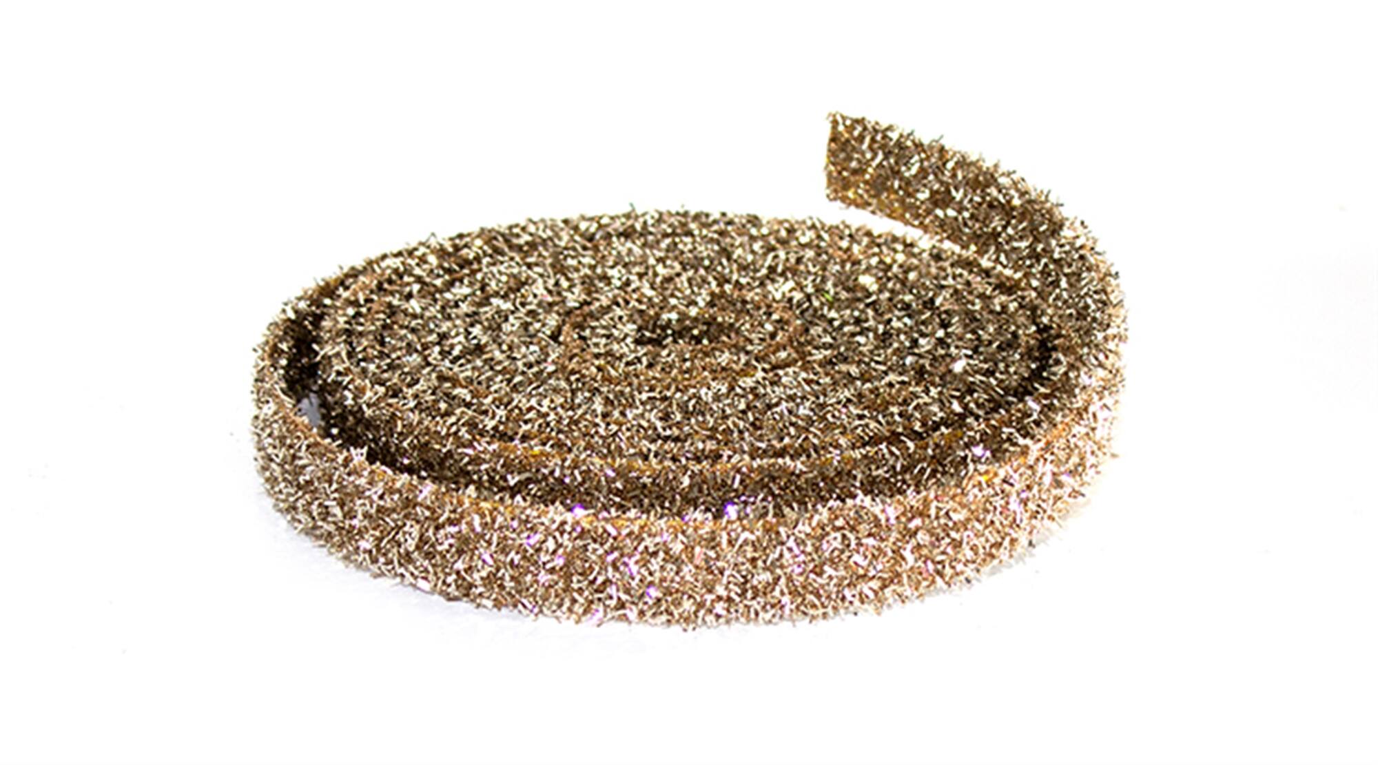 Angle. BreeBe - Gold Glitter Rope Ribbon (Set of 12 Rolls) - Gold.