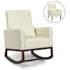 Front. Gymax - Gymax 2-in-1 Fabric Upholstered Rocking Chair Nursery Armchair with Pillow Beige - Beige.