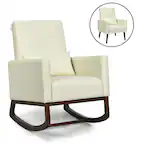 Front. Gymax - Gymax 2-in-1 Fabric Upholstered Rocking Chair Nursery Armchair with Pillow Beige - Beige.