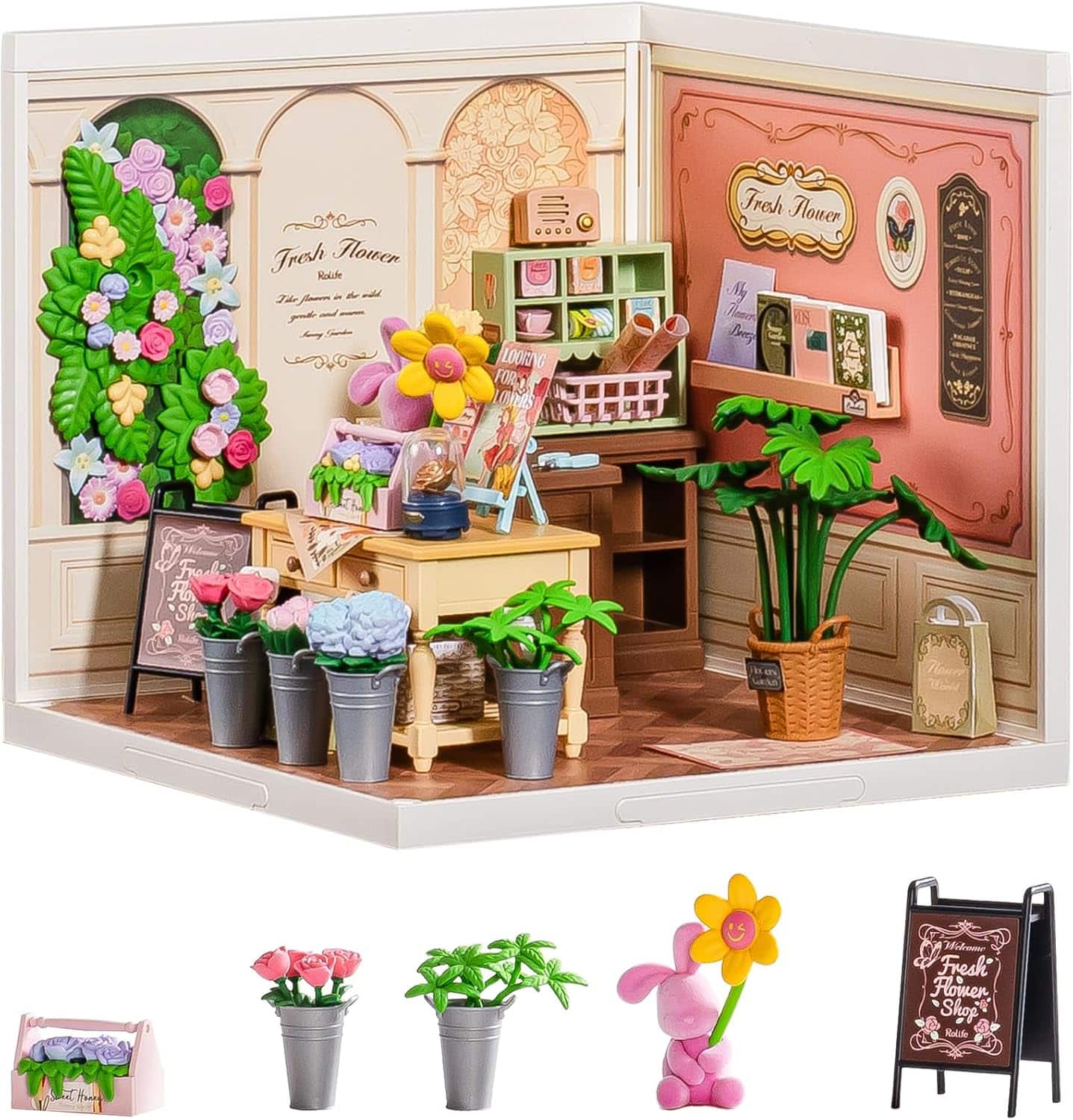 Robotime - Rolife Super Creator Kits Fresh Flower Shop, Tiny House Building Blocks , DIY Plastic Mini House Model Building Kits - Brown price history on PriceWatchPro