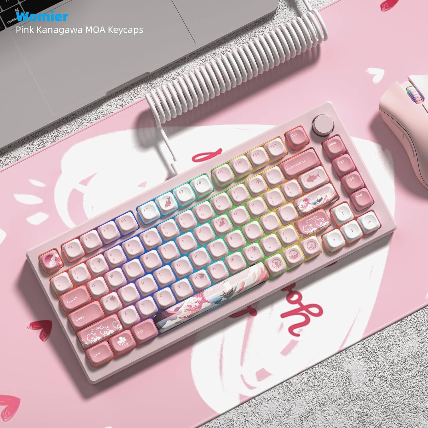 Womier Pink Kanagawa MOA Keycaps