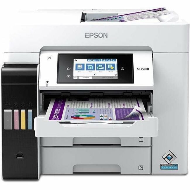 Epson - WorkForce ST-C5000 Wireless Inkjet Multifunction Printer - Color - Copier/Fax/Printer/Scanner - 4800 x 1200 dpi - Color