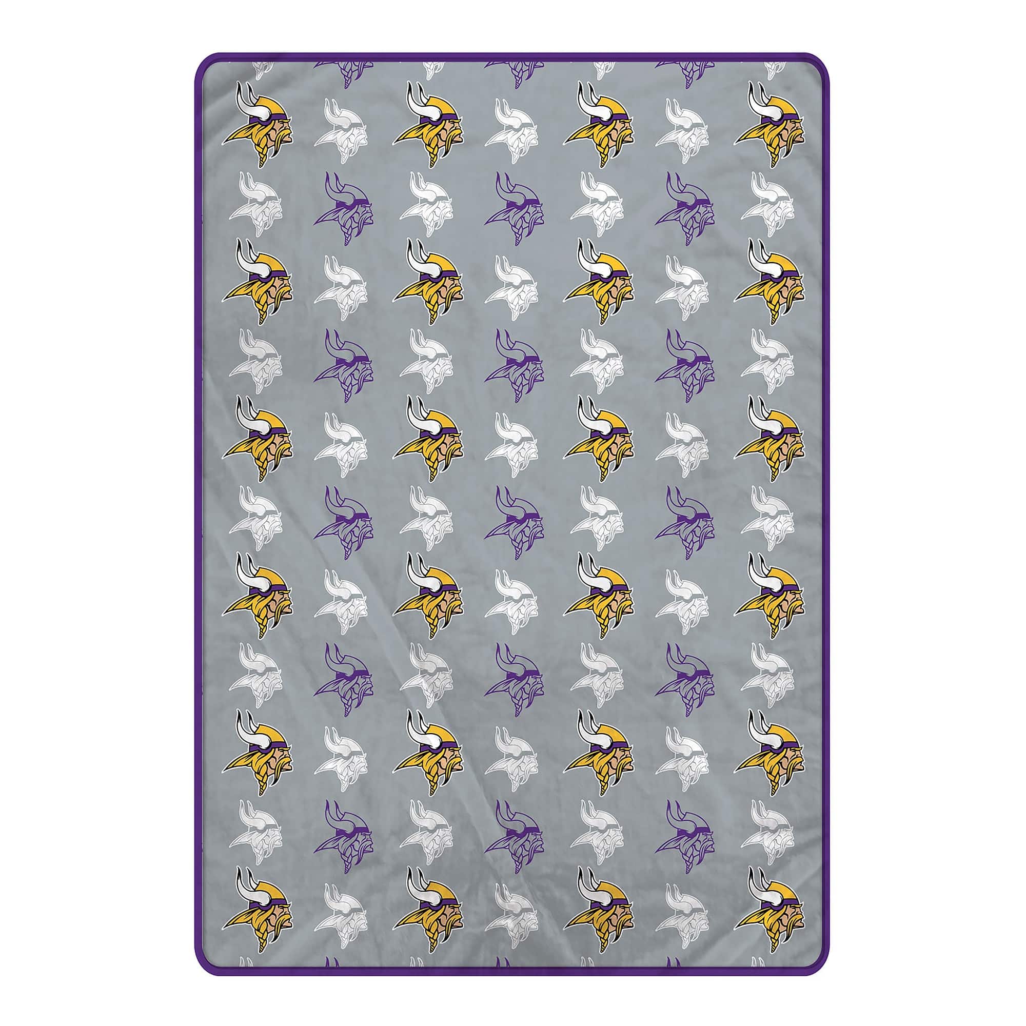 Front. Pegasus - Minnesota Vikings 66" x 95" Oversized Logo Roll Ultra Cozy Blanket - Multicolor.