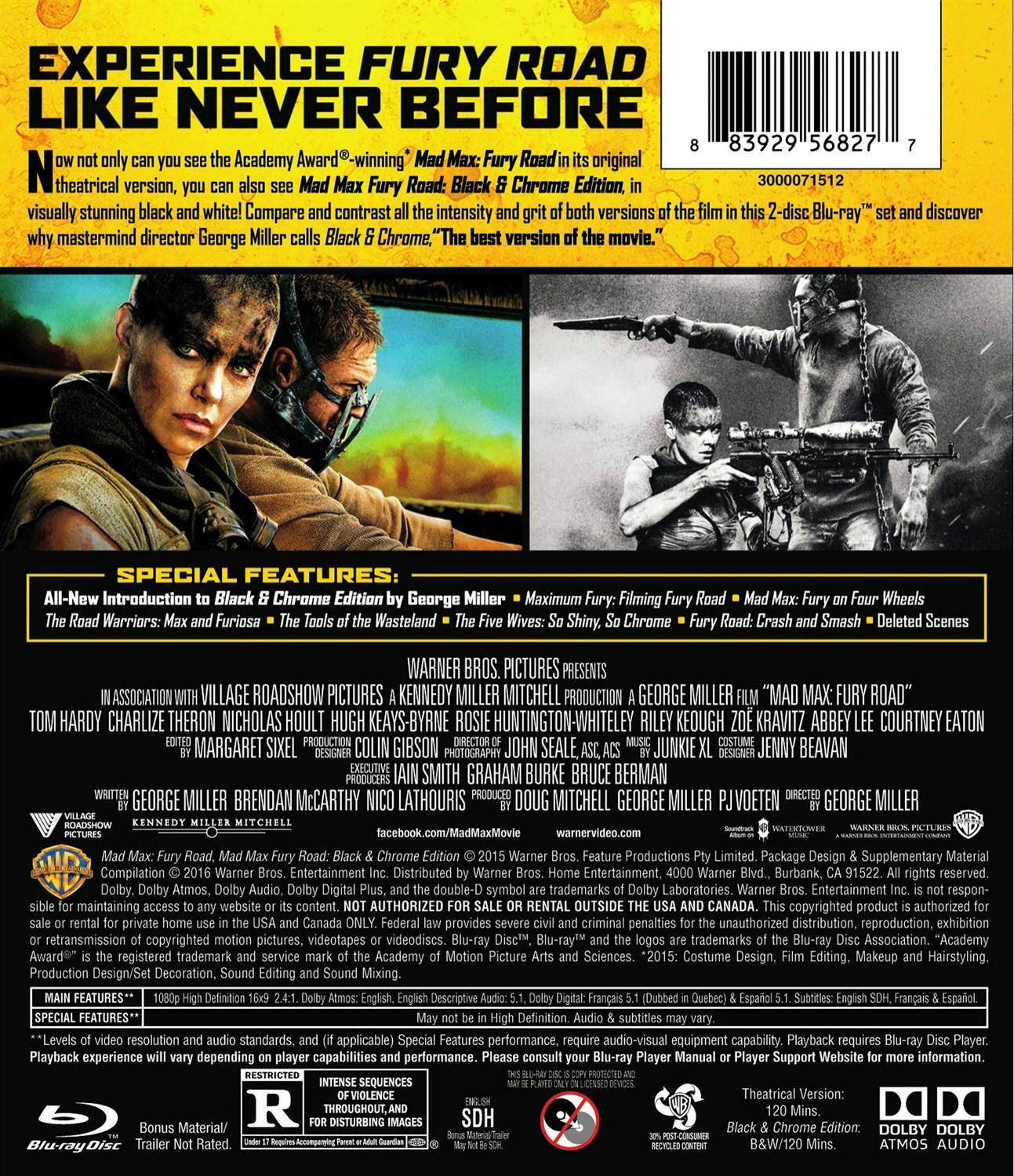 Back. Mad Max: Fury Road/Mad Max: Fury Road - Black and Chrome Edition (Blu-ray + Black & Chrome Edition) [Blu-ray].