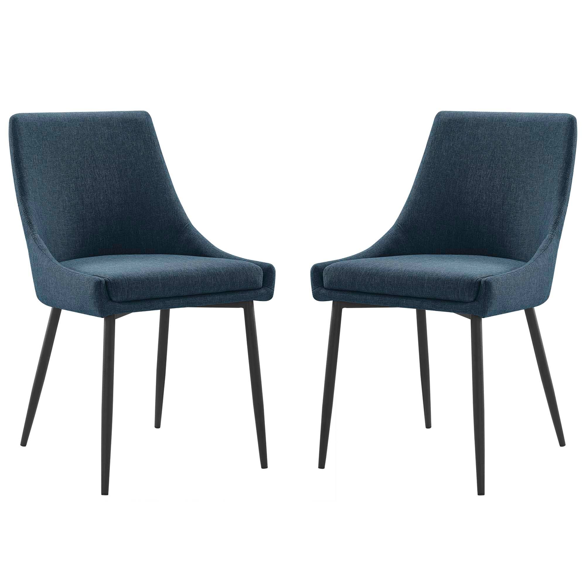 Viscount Upholstered Fabric Dining Chairs Set of 2 by Modway - Blue