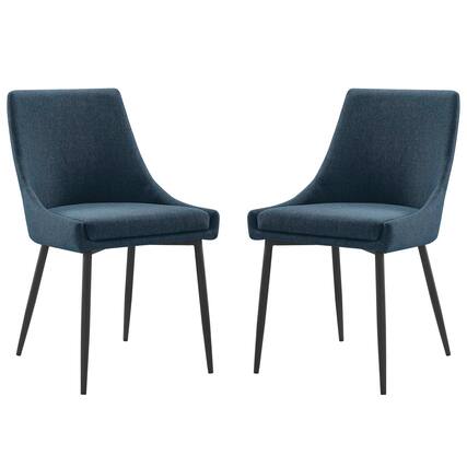 Front. Modway - Viscount Upholstered Fabric Dining Chairs Set of 2 by Modway - Blue.