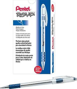 Pentel - R.S.V.P. Ballpoint Pens, Medium Point, 1.0mm, Dozen - Blue Ink