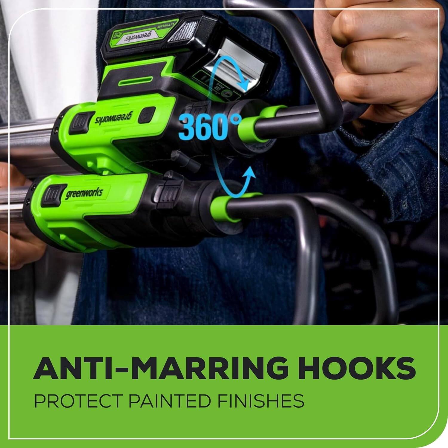360°  
ANTI-MARRING HOOKS  
PROTECT PAINTED FINISHES