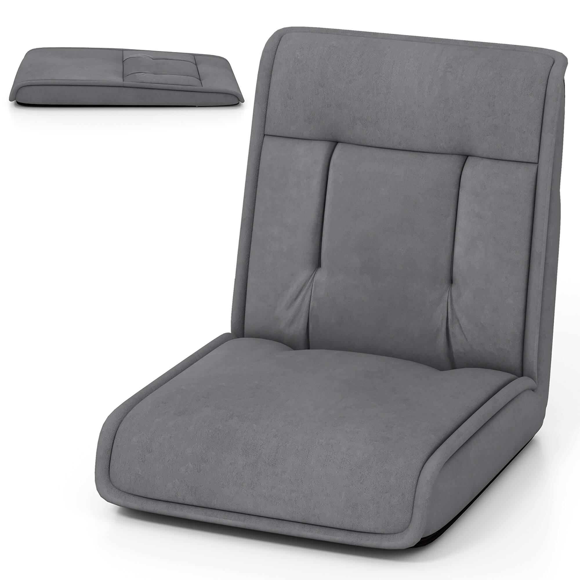 Alt View 5. Gymax - Gymax Folding Floor Chair Convertible Lazy Sofa Chair w/ Adjustable Backrest Gray - Gray.