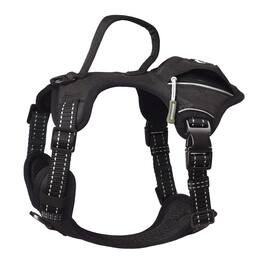 PET MARVEL - High-Perfomance Tactical Dog Harness with Poop Bag Holder, No Pull Front Clip & Metal Buckles, XL - Black