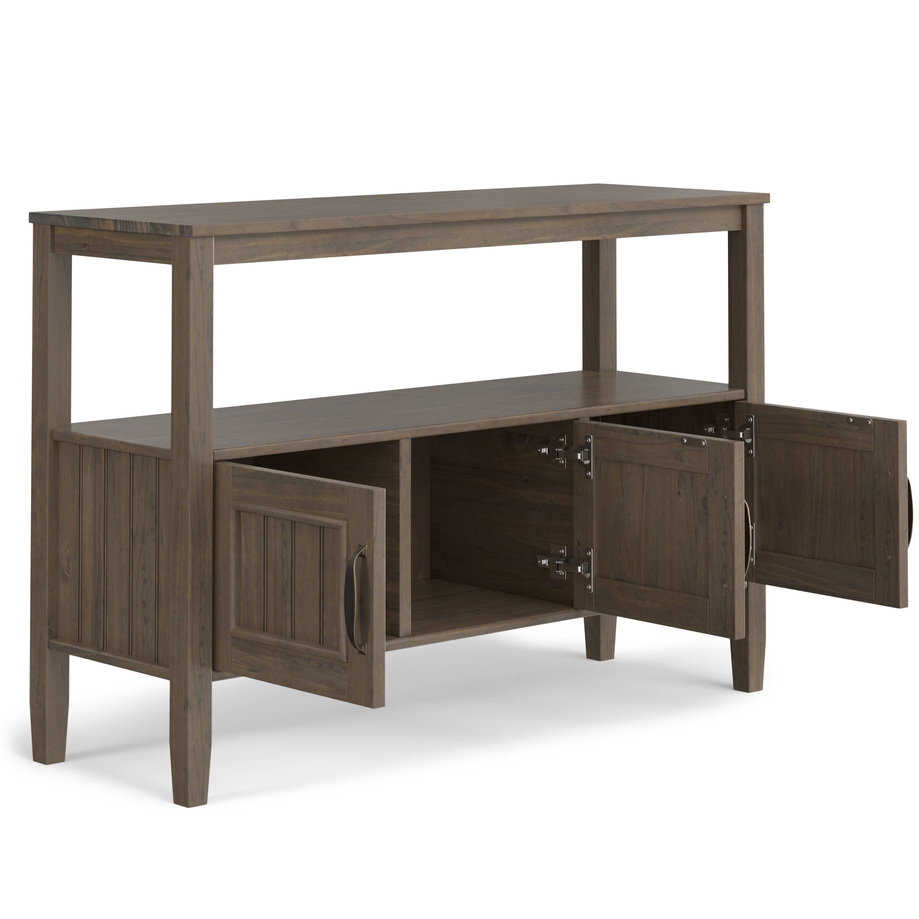 Back. Simpli Home - Lev SOLID WOOD 48 inch Wide Contemporary Console Table in Smoky Brown - Smoky Brown.