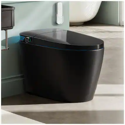 Front. Koligey - Black Smart Toilet with Bidet, Auto Open/Close Lid, Heated Seat, Warm Wash&Dryer - black.