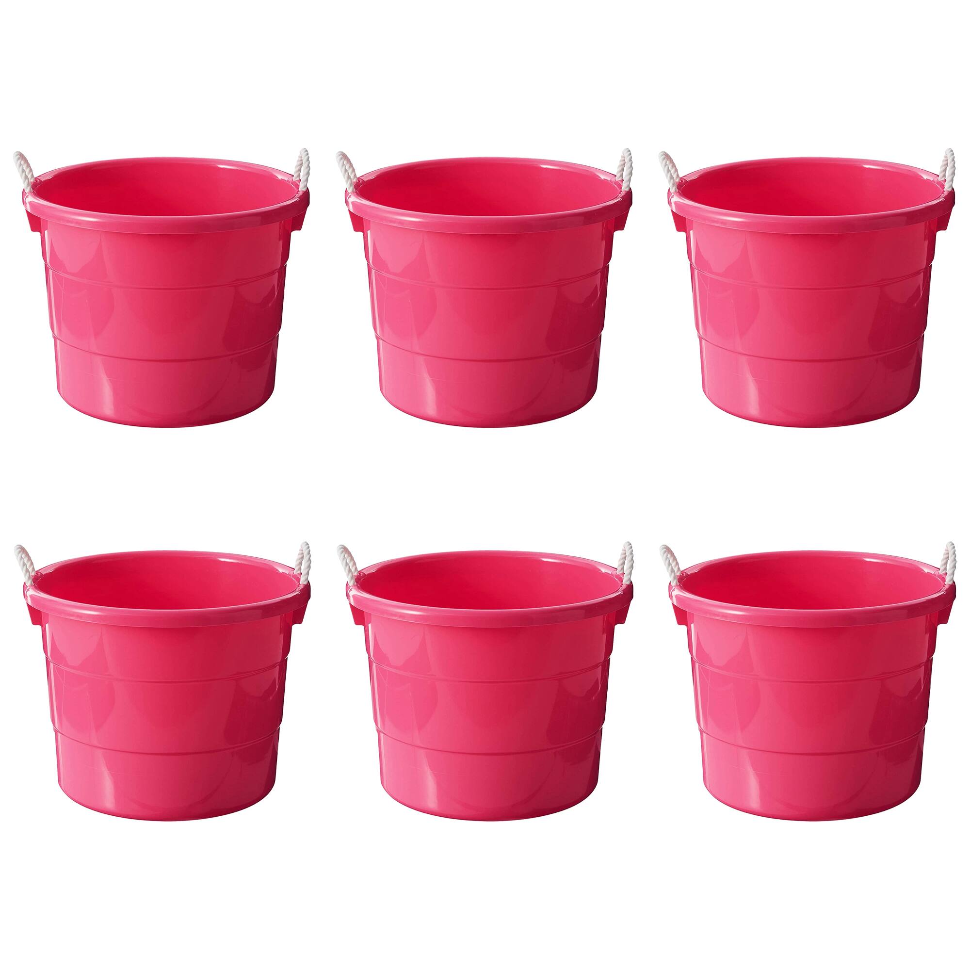 Alt View 8. Homz - Homz Plastic 18 Gallon Utility Bucket Tub Container with Handles, Pink (6 Pack) - Pink.
