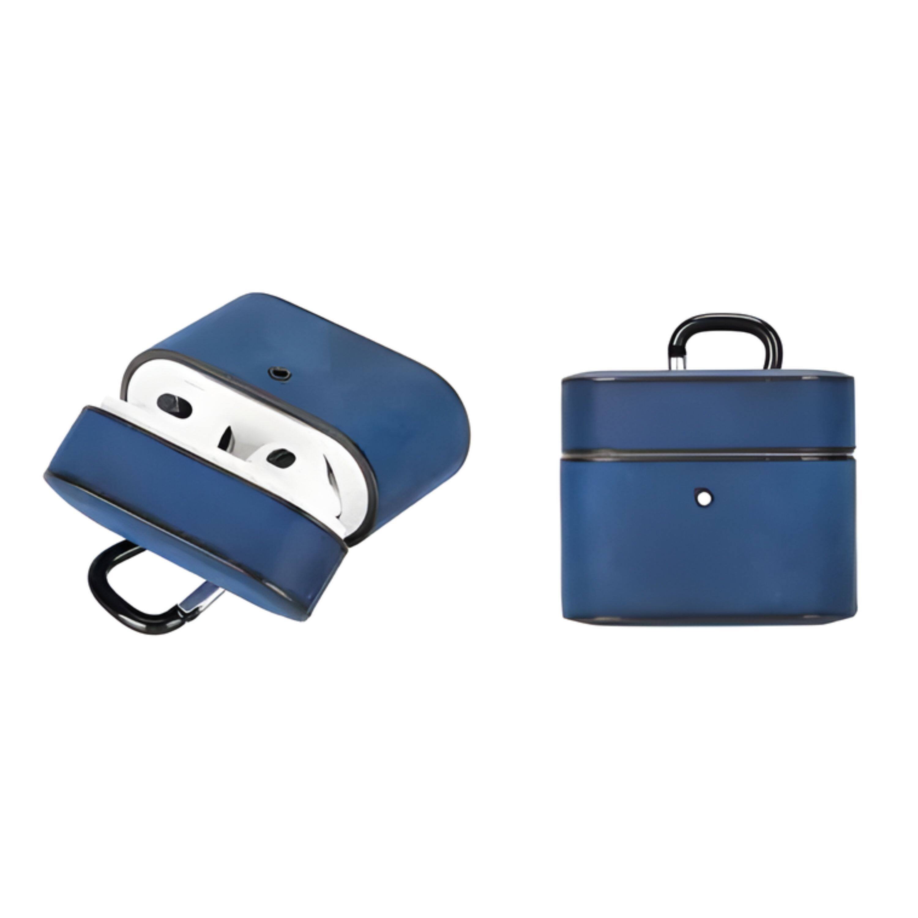 Left. Kitcheniva - Leather Case For Apple AirPods 3 Dark Blue - Dark Blue.