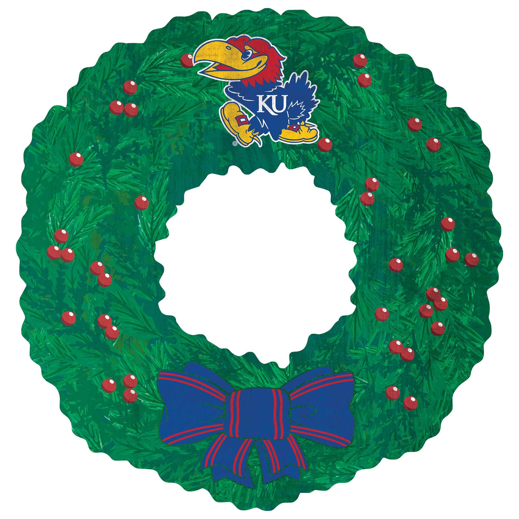 Front. Fan Creations - Kansas Jayhawks 16'' Team Wreath Sign - Green.