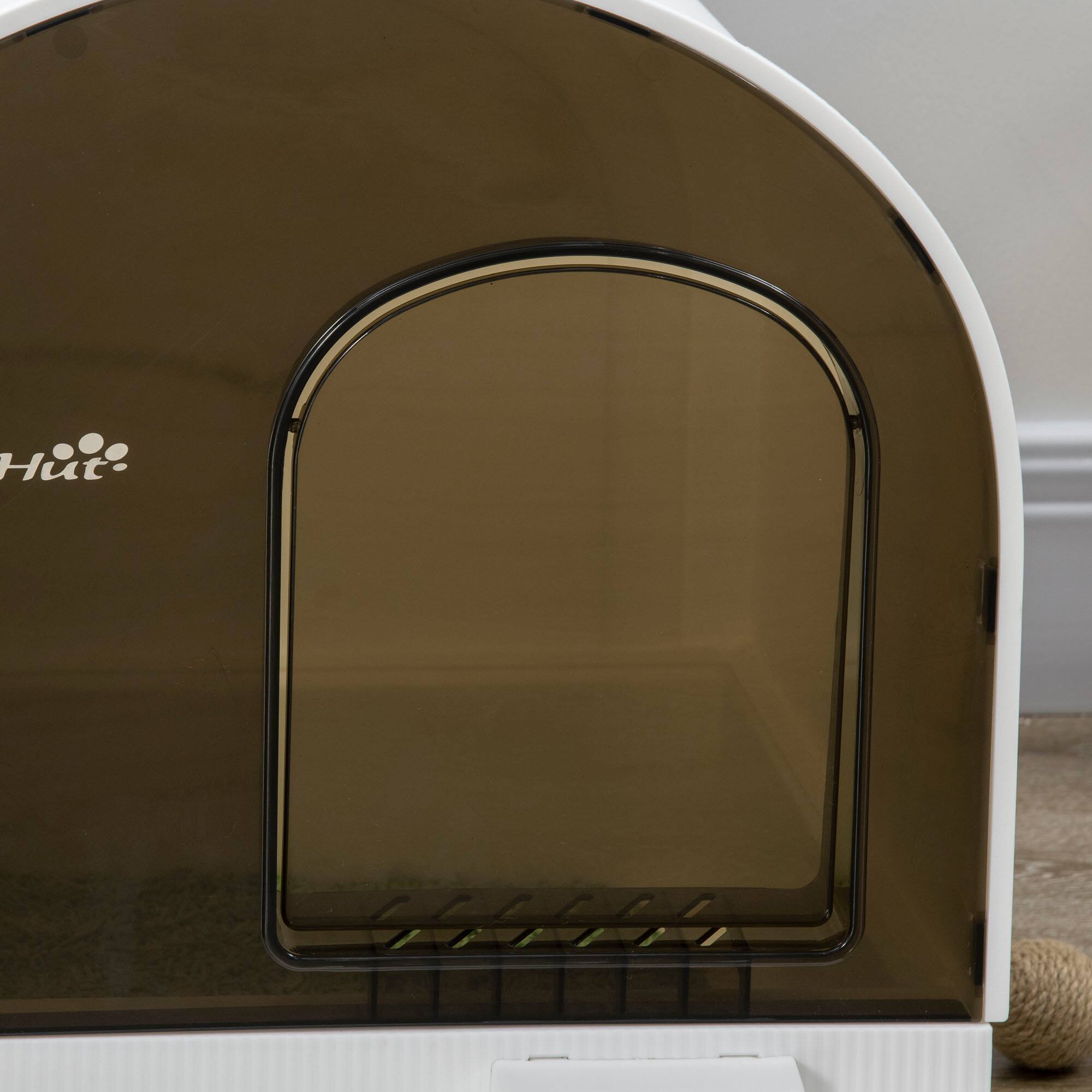 Alt View 4. Pawhut - Cat Litter Box with Lid, Covered Litter Box for Indoor Cats with Tray, Scoop, Filter, 17" x 17" x 18.5" - White.