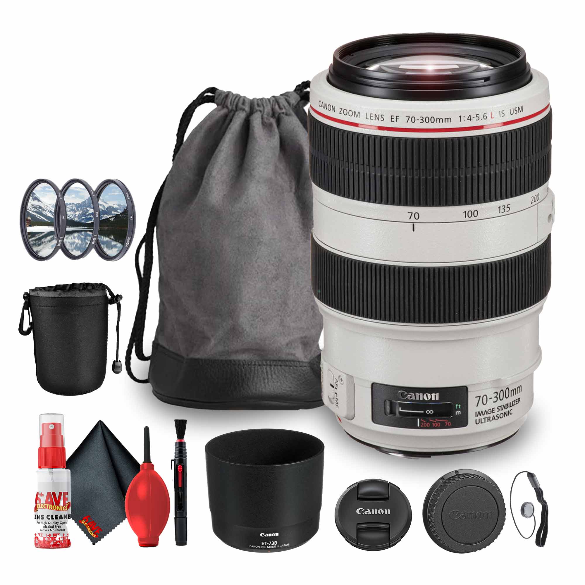 Canon - EF 70-300mm f/4-5.6L IS USM Telephoto Zoom Lens (4426B008AA) Bundle (International Model) - Black