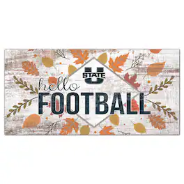 Fan Creations - Utah State Aggies 6'' x 12'' Hello Football Wall Art - White
