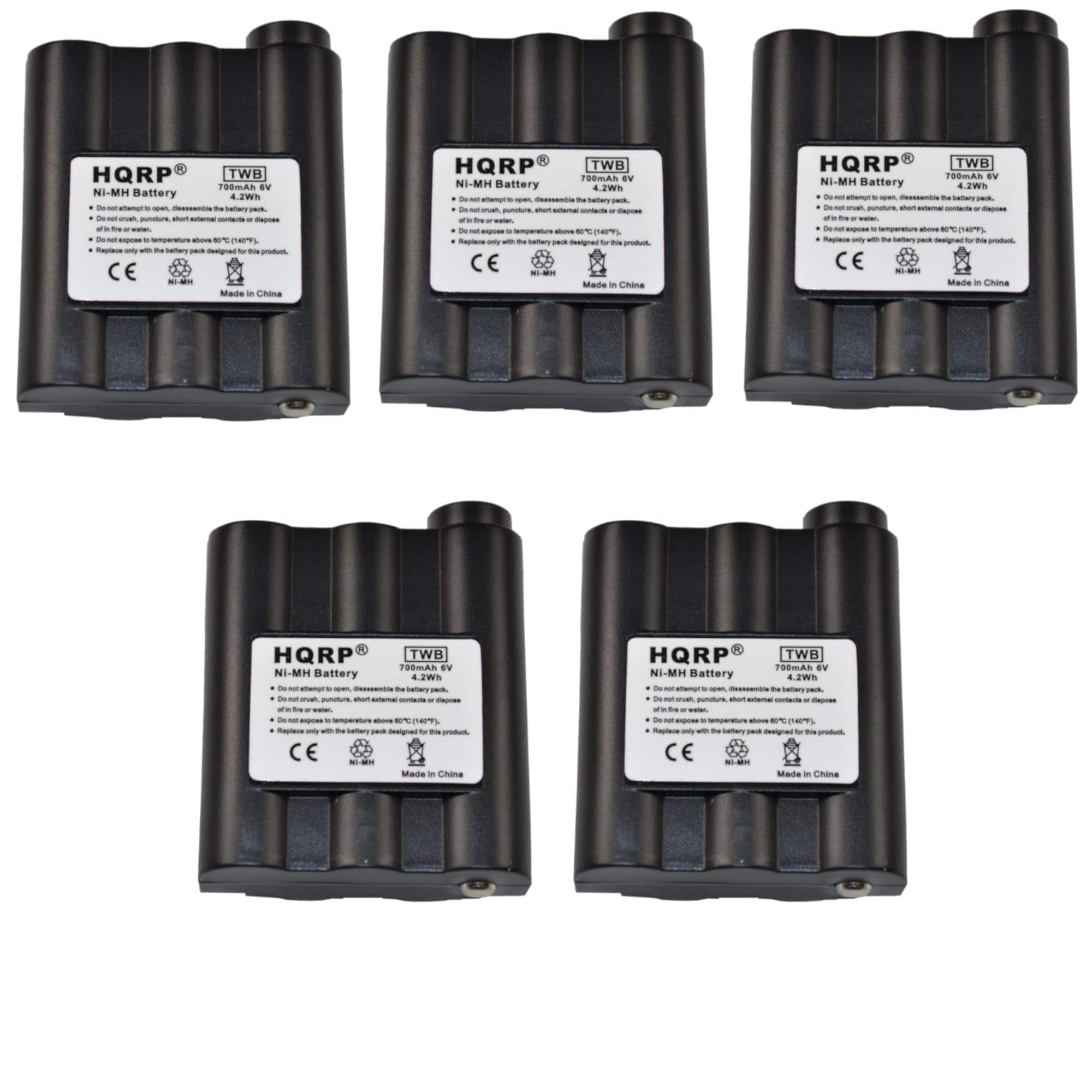 HQRP - 5-Pack 6 V 700 mAh NiMH Battery Packs for Midland GXT-950, GXT-1000, GXT-1050 Two-Way Radios
