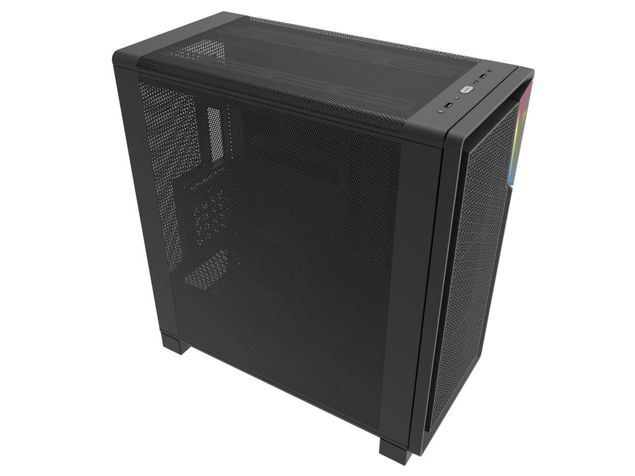 Alt View 2. Super Flower - Super Flower Zillion Direct ATX Mid Tower Case, Mesh Panel, GPU Airflow, USB 3.0 & Type-C, Black Steel - Black.