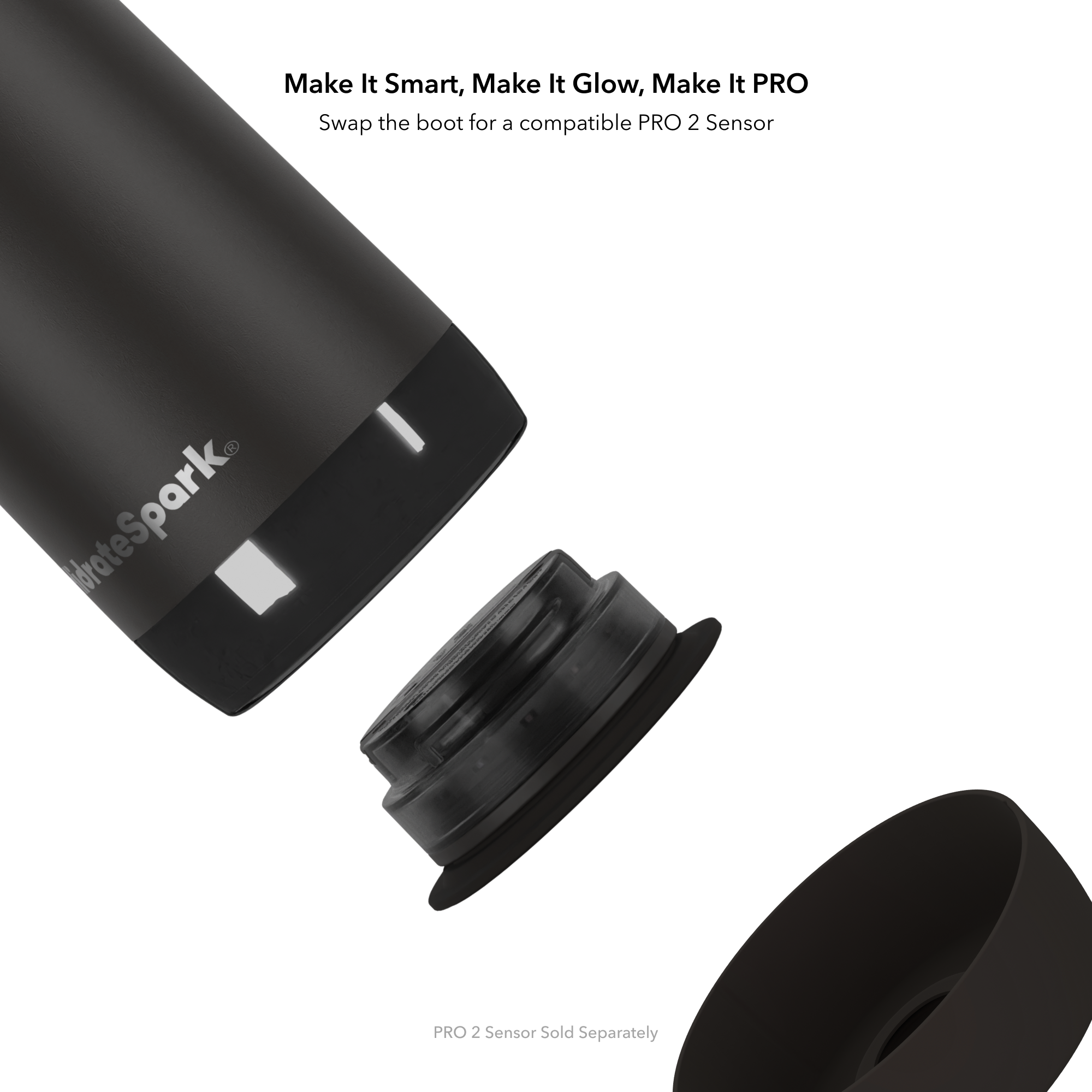 Left. Hidrate - HidrateSpark PRO 2 32 oz Smart Ready Water Bottle with Silicone Boot - Chug Black - Black.