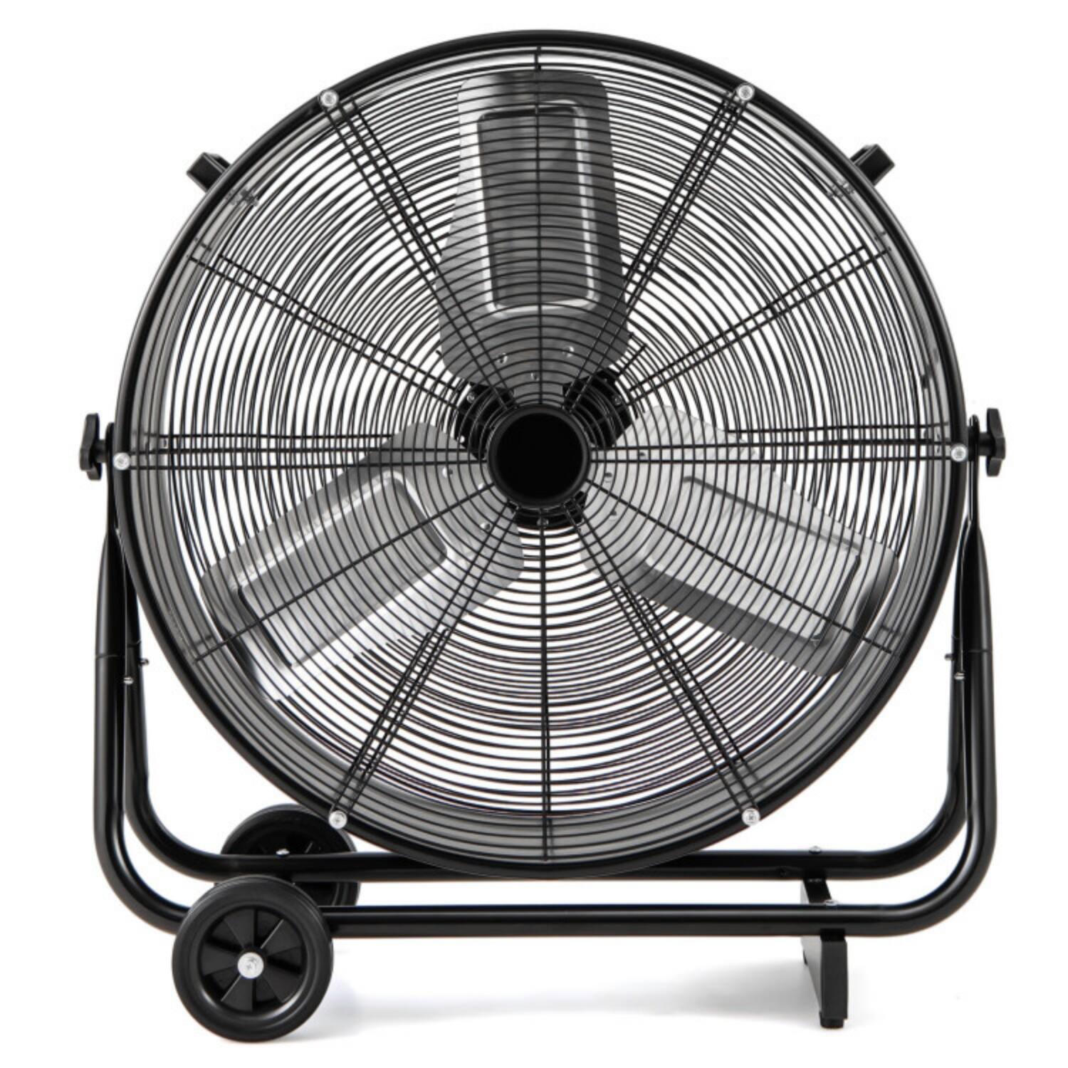 Alt View 5. LUCKY ONE - Industrial Drum Fan with 2 Wheels, 360° Tilt & 23 ft/s Airflow - Black.