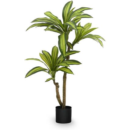 Front. Maia Shop - Maia Shop Artificial Dracaena Plant 3.5 Feet Tall Tropical Palm Tree, 41 inches - Green.