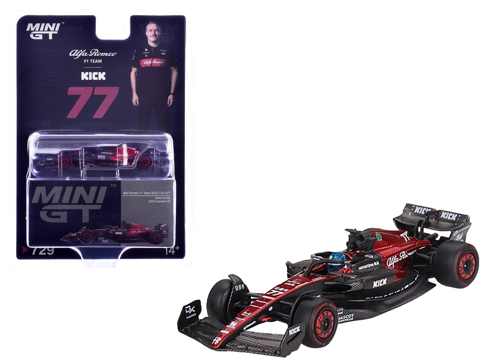 Mini GT - Alfa Romeo C43 #77 Valtteri Bottas "Alfa Romeo F1 Team Kick" Formula One F1 "Australian GP" (2023) Limited Edition 1/64 - Multi