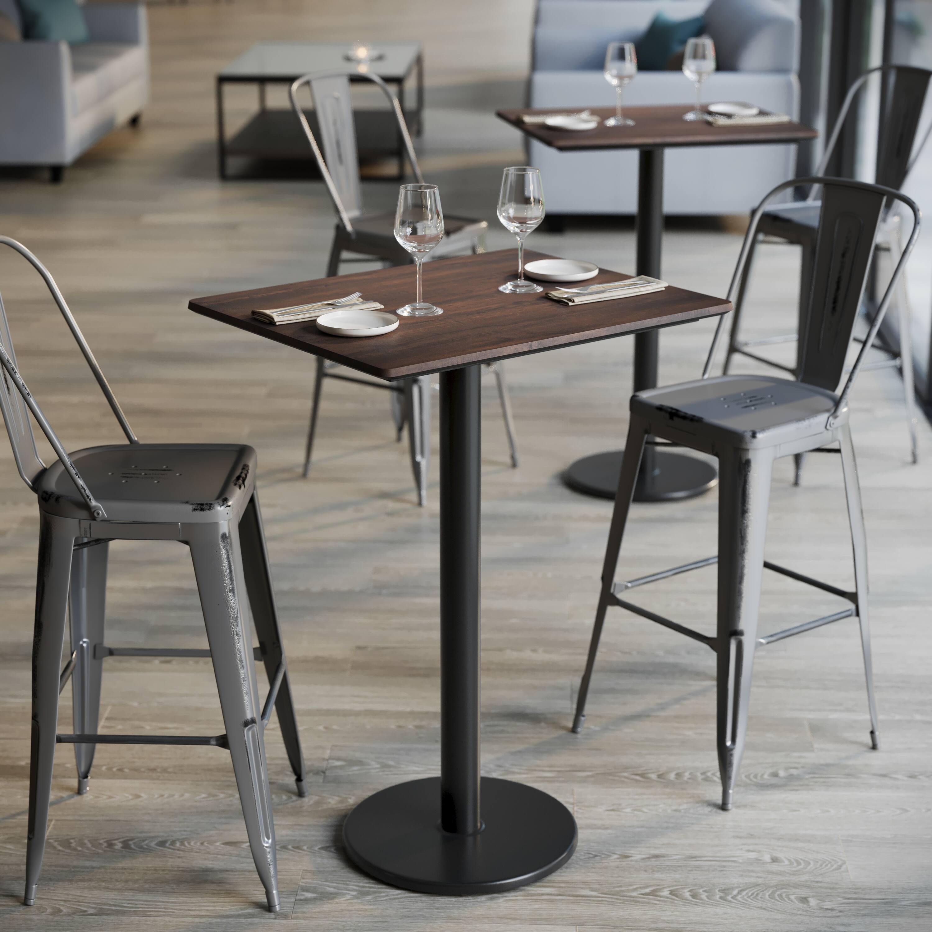 Alt View 4. Emma + Oliver - PureShield Tabletop with Seam-Free Surface Innovation and Bar Height Base - Dark Brown/Black Base.
