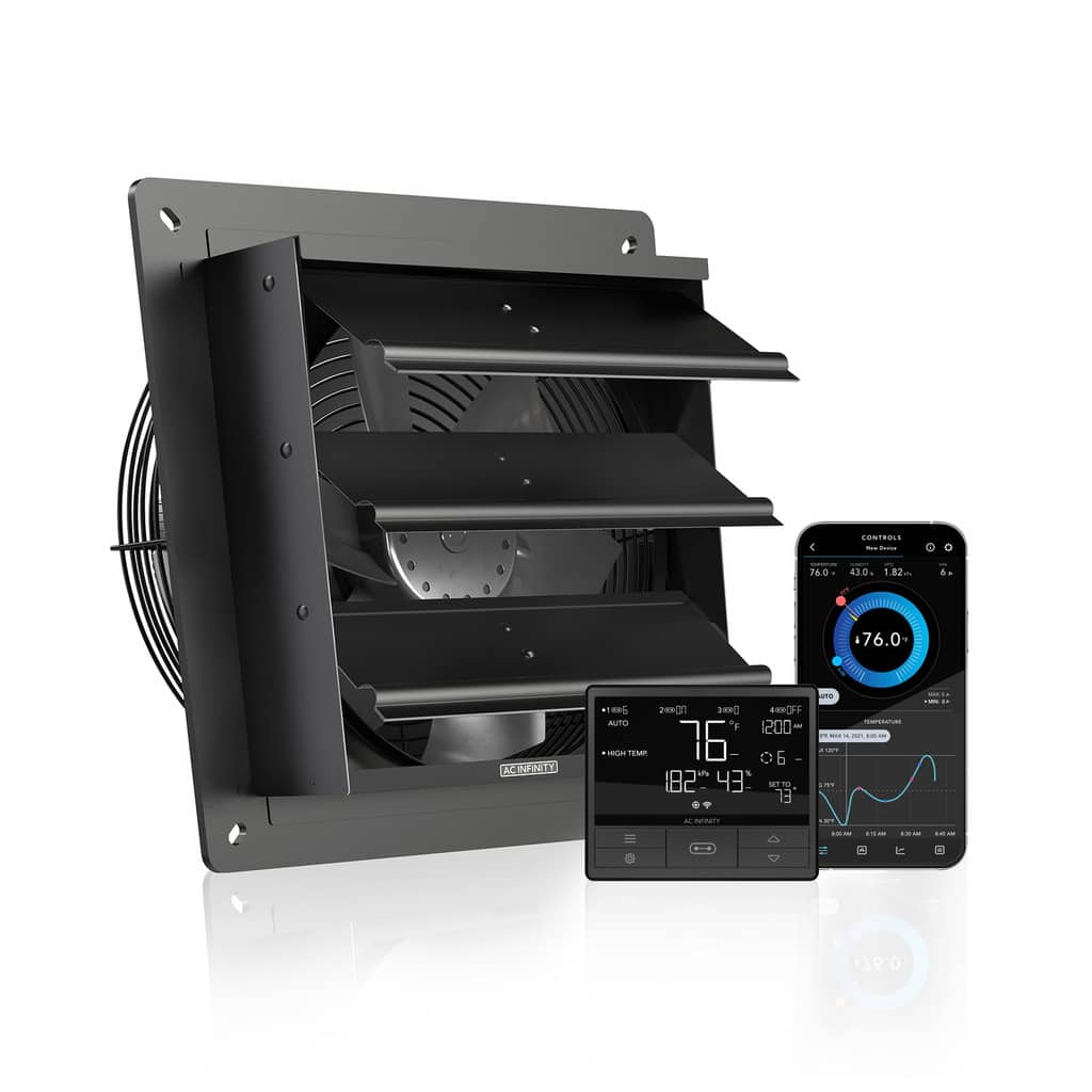 AC Infinity - AIRLIFT T10, Shutter Exhaust Fan 10" with Temperature Humidity Controller