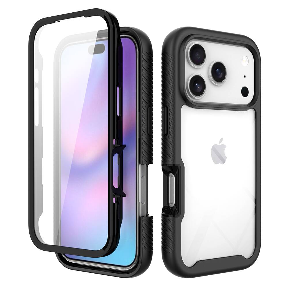 Angle. Dteck - 360 Full Body Case for Apple iPhone 17 Pro with Built-in Screen Protector, Shockproof Dual Layer Protective Cover - Darkblue.
