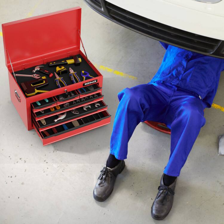 Alt View 2. Mondawe - 24 in Tool Chest Case with 6 Drawers and Top Storage for Garage Repair Shop - Red.