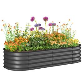 Outsunny - x 2' x 1' Galvanized Raised Garden Bed Kit, Metal Planter Box with Safety Edging - Dark Gray