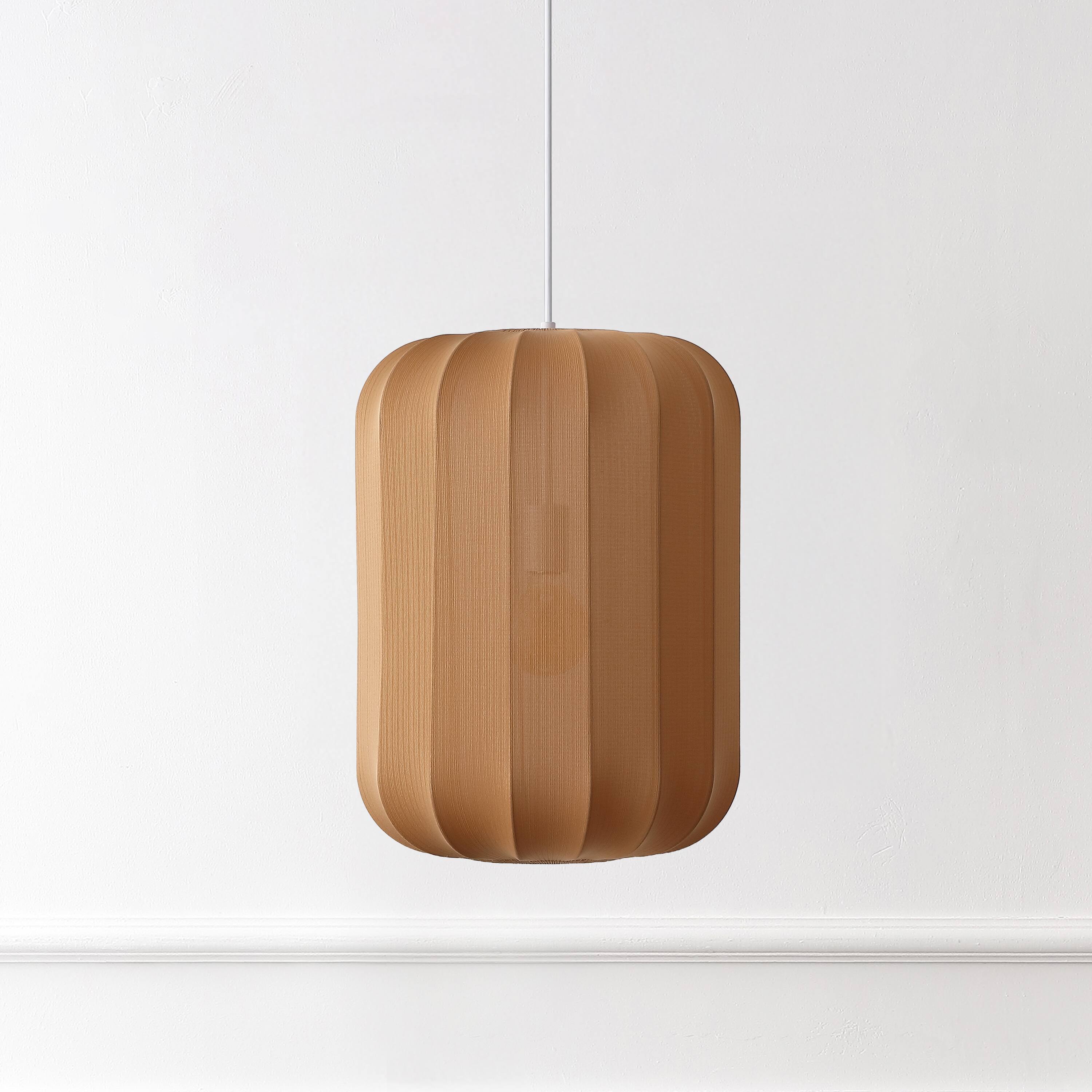 Alt View 5. Jonathan Y - Aurelia 13.75" 1-Light Scandinavian Japandi Adjustable Lantern Metal with Ribbed Cocoon Capsule Shade LED Pendant, Tan - Tan.