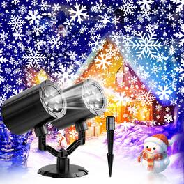 Dazzed Corner - Christmas Projector Lights Outdoor, Double Head Snowflake Projector - Black