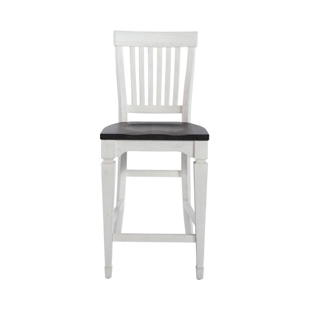 Back. Liberty Furniture Industries - Allyson Park Counter Height Slat Back Chair in Wirebrushed White w/ Charcoal Top - White.