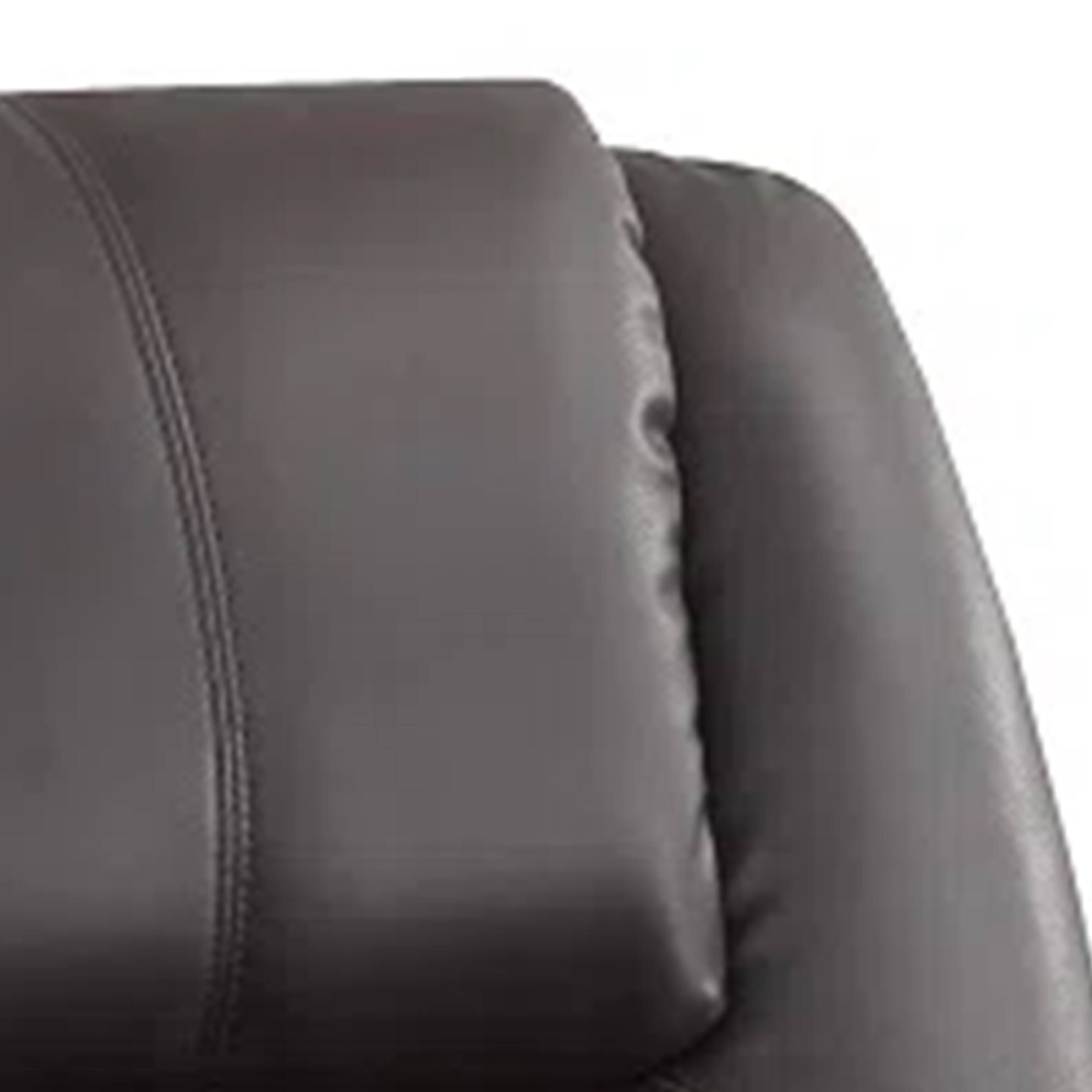 Angle. Manhattan Lane - Evans 37 Inch Recliner Chair, Power Lift, 2 Cupholders Faux Leather - Brown.