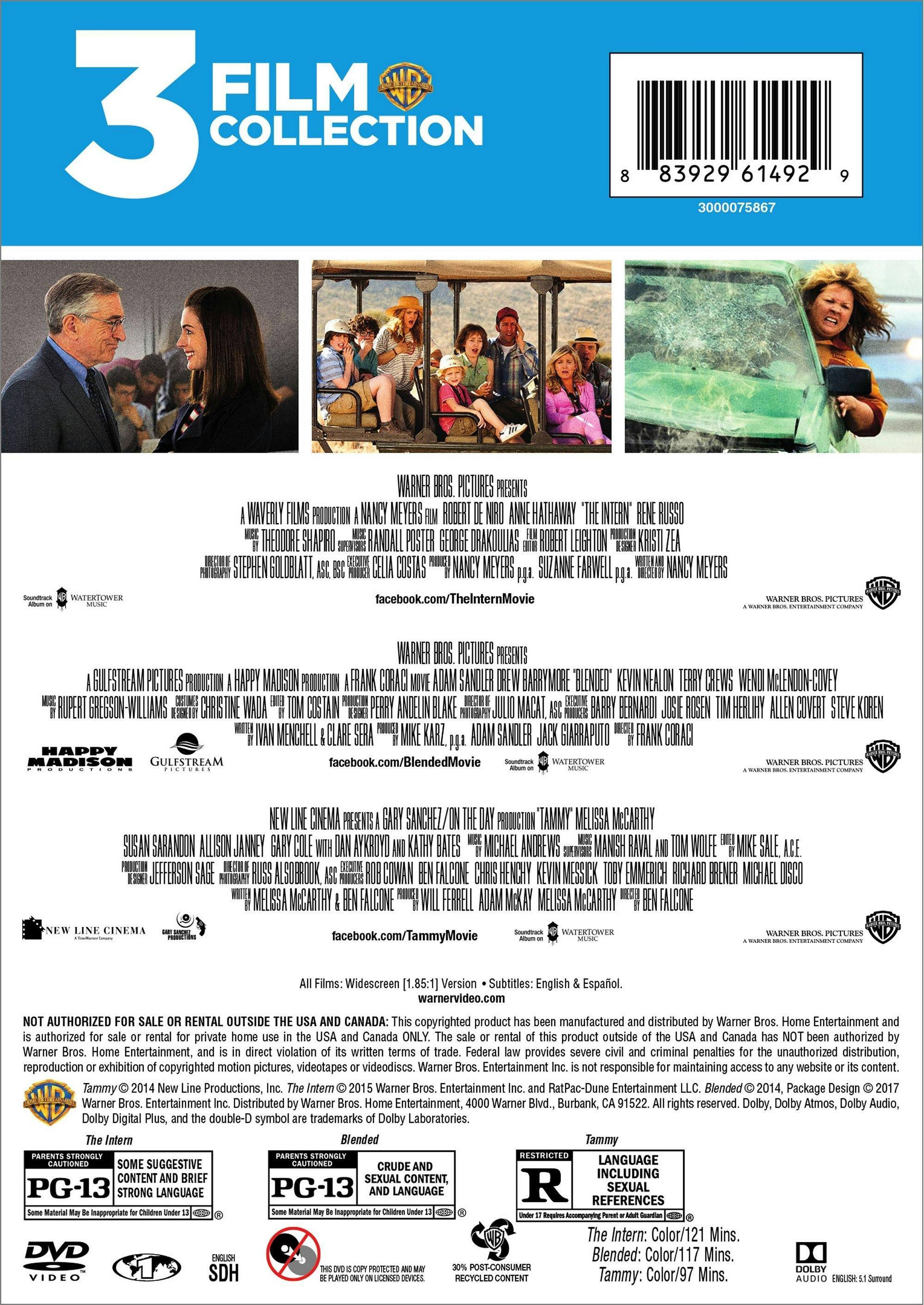 Angle. The Intern/Tammy/Blended (DVD Triple Feature) [DVD].