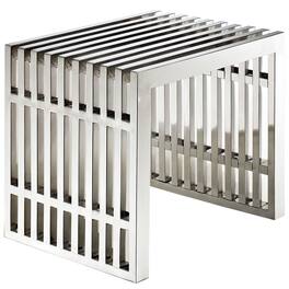 Gridiron Small Stainless Steel Bench by Modway - Silver