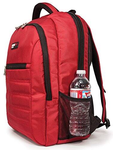 Alt View 9. Mobile Edge - 15.6-inch Laptop Backpack Padded Laptop Compartment Tablet Sleeve Lightweight Water-Resistant Nylon - Crimson Red.