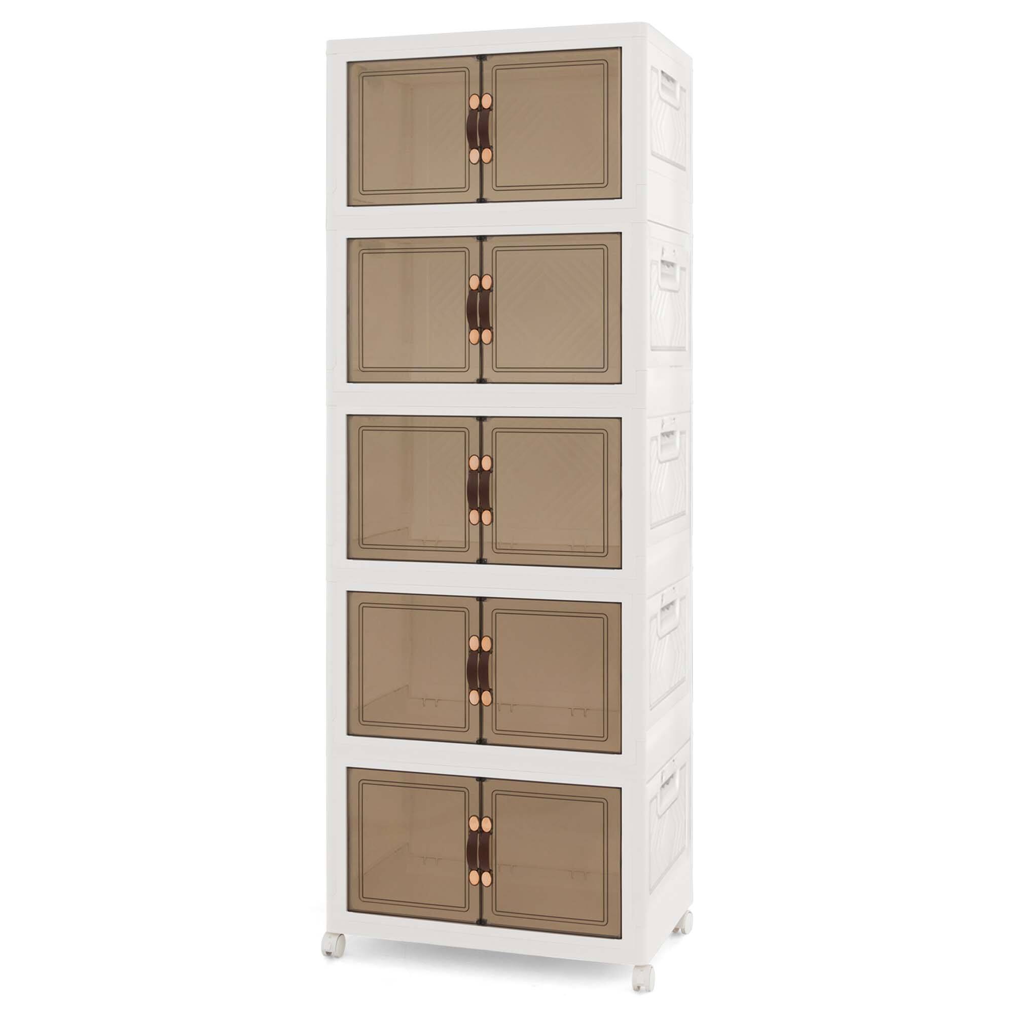 Alt View 9. Costway - Costway 83.5 Gallons Stackable Storage Bins with Lockable Wheels 5 Pack Folding PP Organizer.