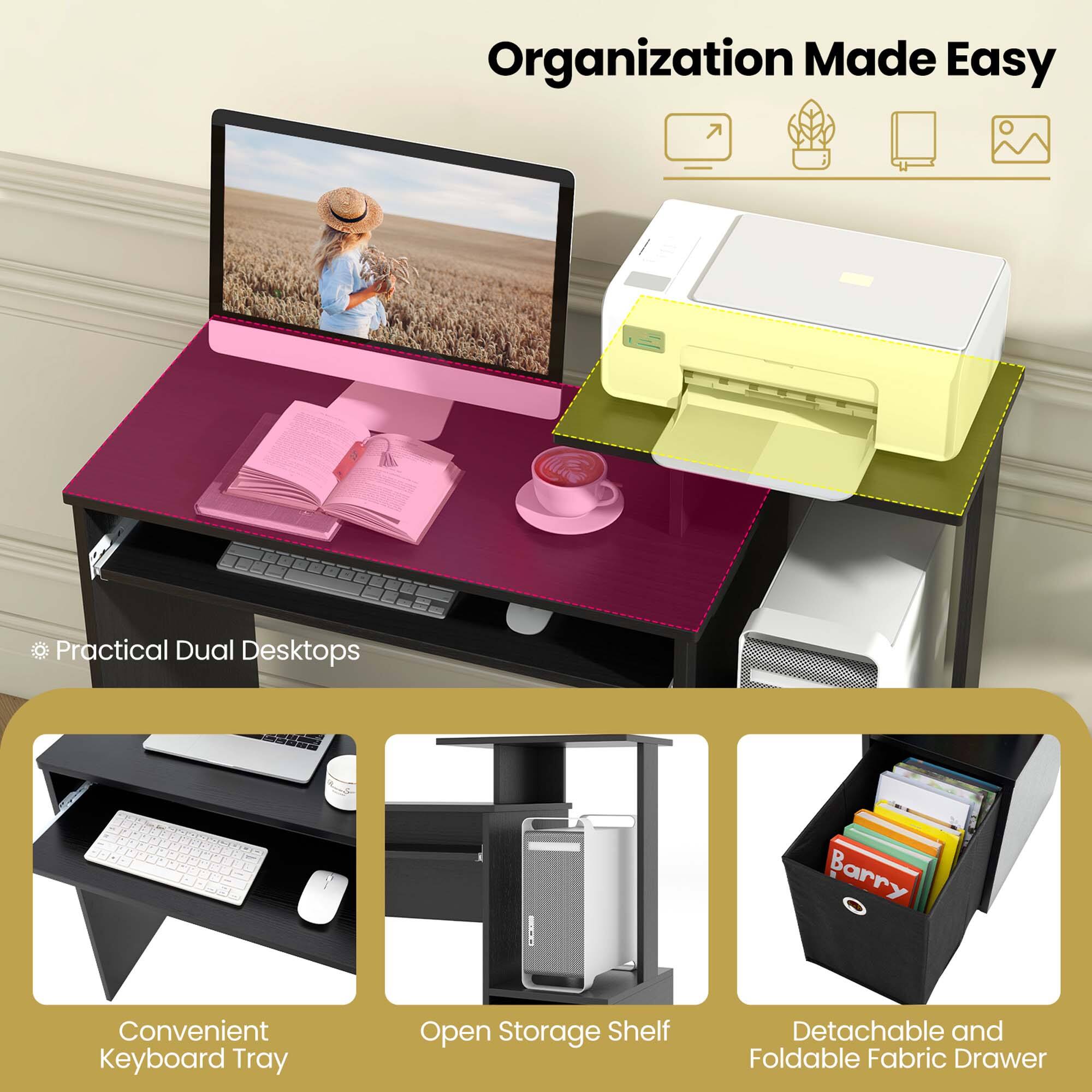 Organization Made Easy Practical Dual Desktops d Barry Convenient Keyboard Tray Open Storage Shelf Detachable and Foldable Fabric Drawer