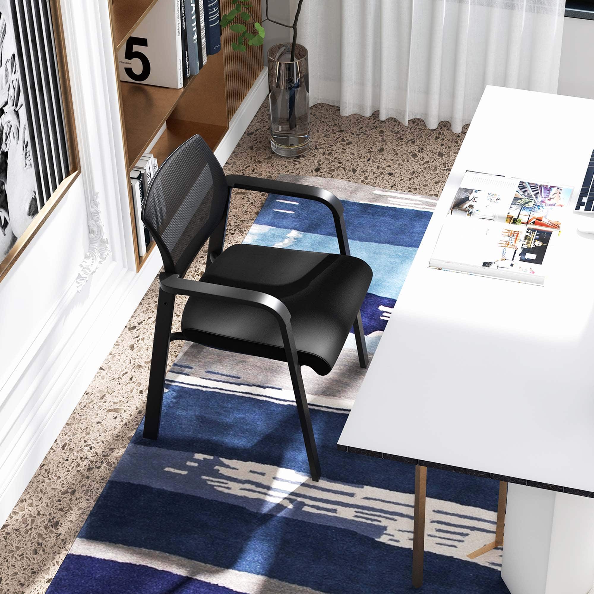 Costway Conference Mesh Stackable Office Guest Chair with Wheels (Set