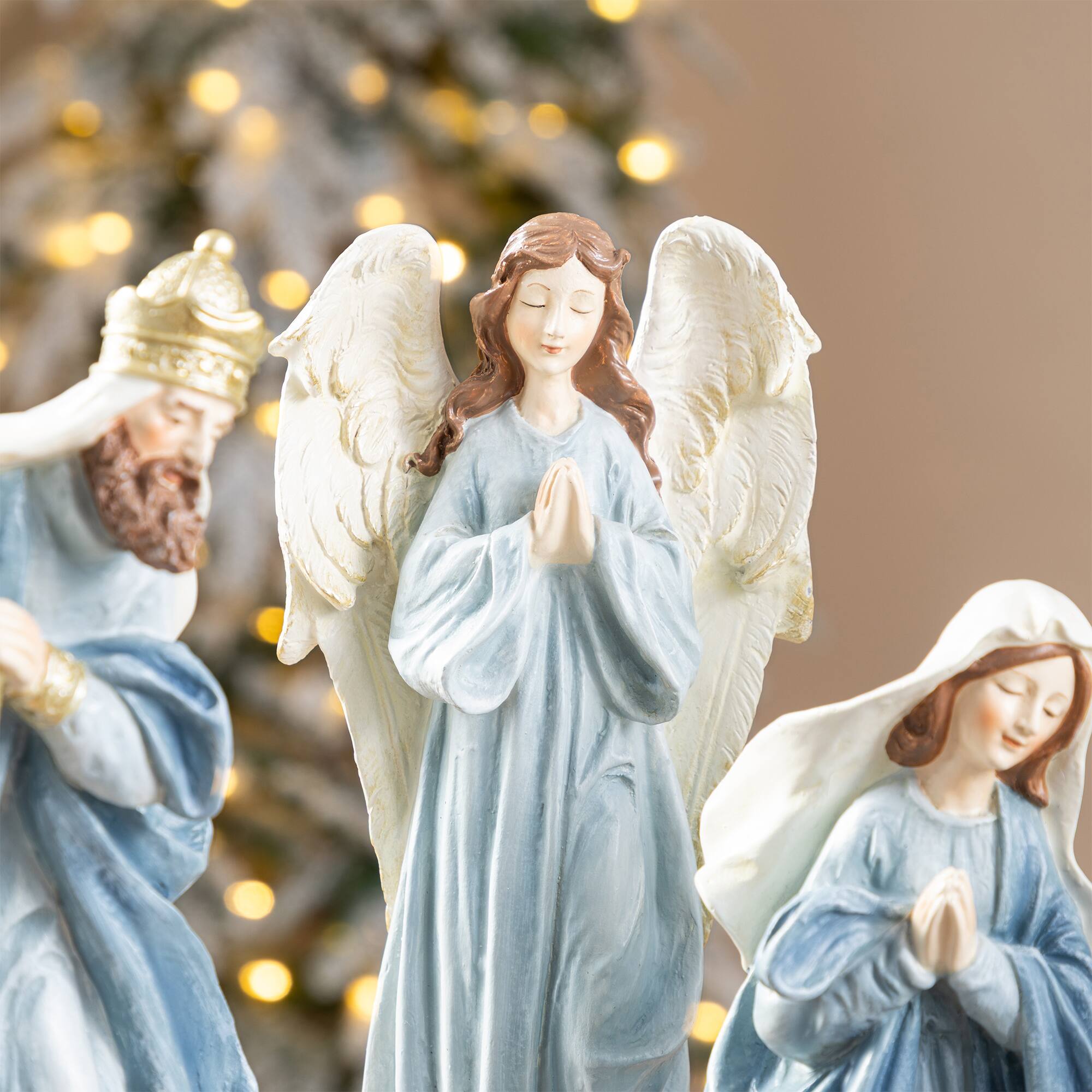 Alt View 5. Glitzhome - 10pcs Resin Nativity Figurine Set - Blue.